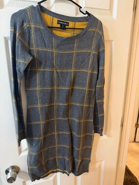 Cynthia Rowley Gray Knit Dress with Mustard Windowpane